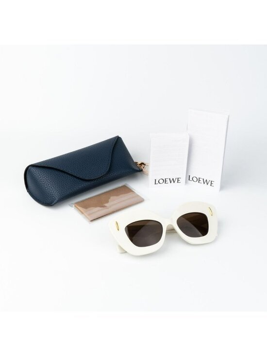 Loewe Women Sunglasses Ivory Brown Cat Eye LW40127I ANAGRAM 25E NEW AUTHENTIC